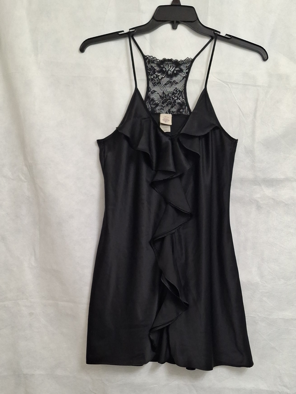 InBloom By Jonquil Lace-Back Ruffle Satin Camisole Dress - Black